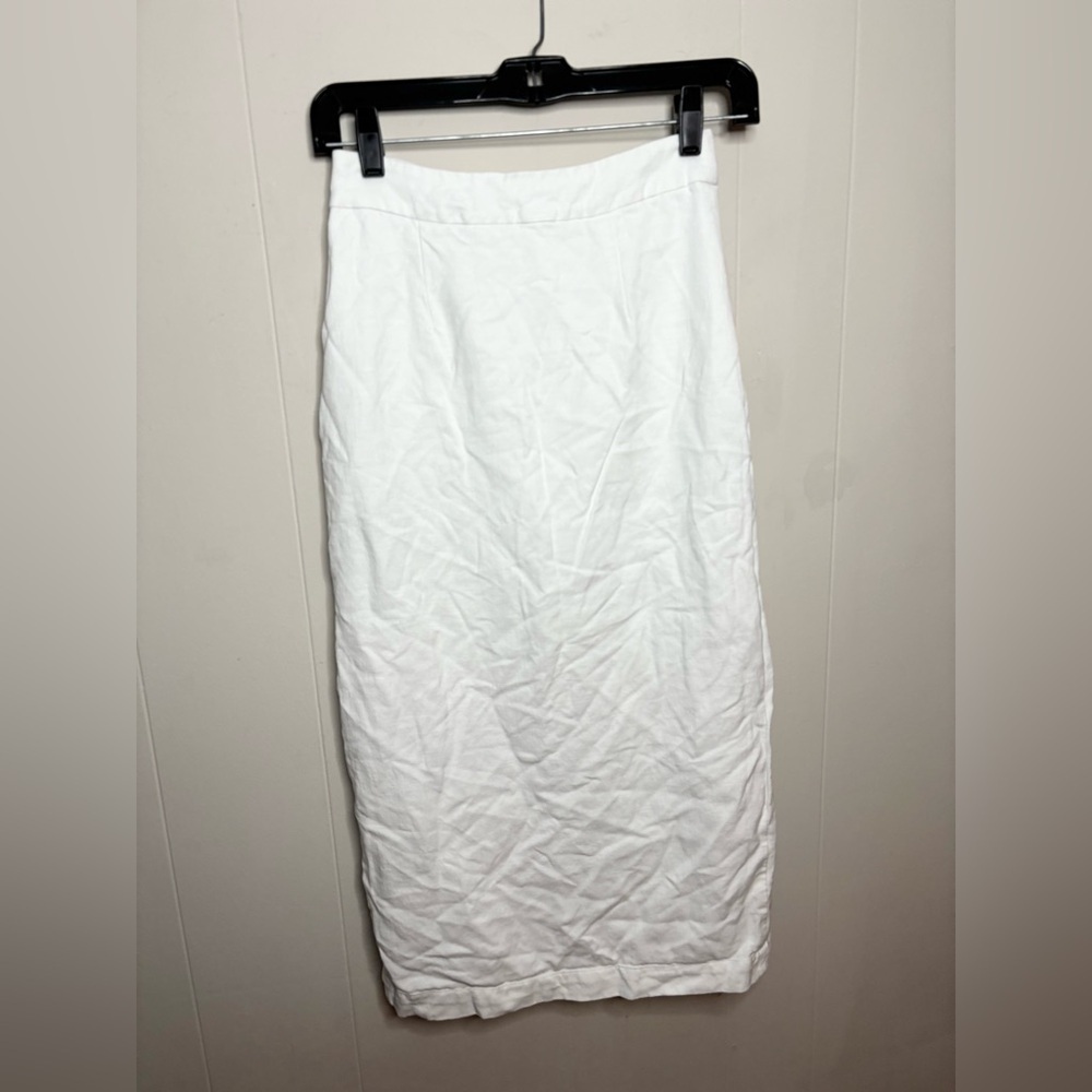 Endless Rose white Linen Blend Front-Slit Slim Midi Skirt size M - Picture 4 of 7